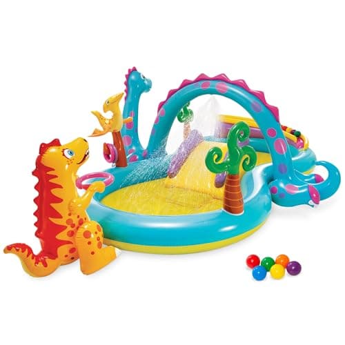 Intex 11' x 7.5' x 44" Dinoland Play Center Kiddie Inflatable Outdoor Swimming Pool