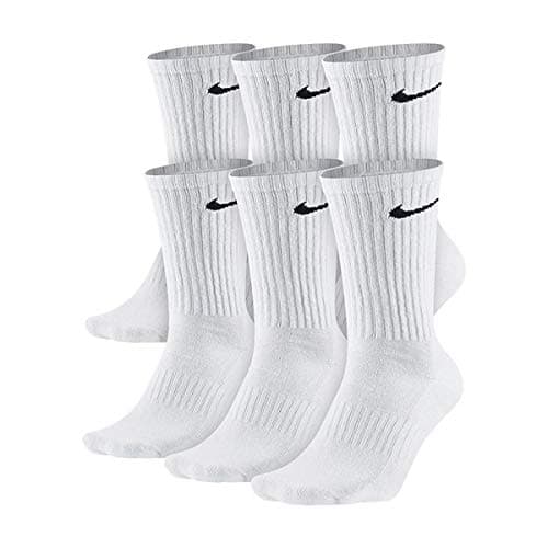 NIKE Unisex Performance Cushion Crew Socks with Bag (6 Pairs), White/Black, Medium