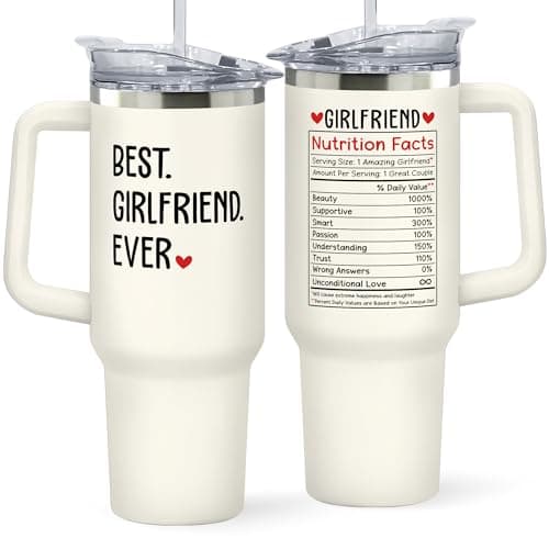 SUCHAGIFT Gifts for Girlfriend - Girlfriend Gifts for Women - Anniversary, Valentines, Birthday Cup for Her - Romantic Love Glass for Couple - 40 Oz Stainless Steel Tumbler with Lid