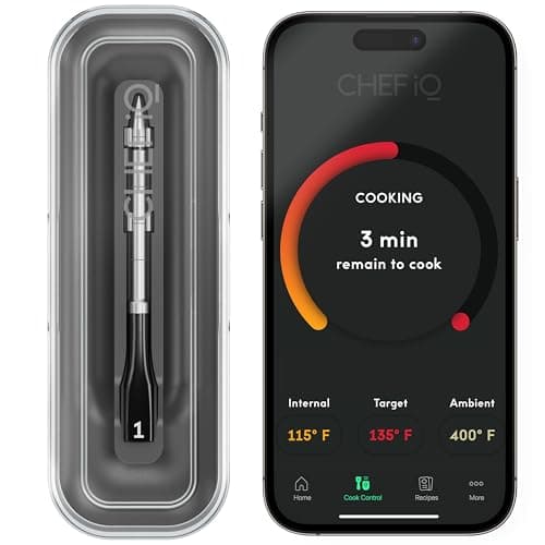 CHEF iQ Sense Smart Wireless Meat Thermometer with Ultra-Thin Probe, Unlimited Range Bluetooth Meat Thermometer, Digital Food Thermometer for Remote Monitoring of BBQ Grill, Oven, Smoker, Air Fryer