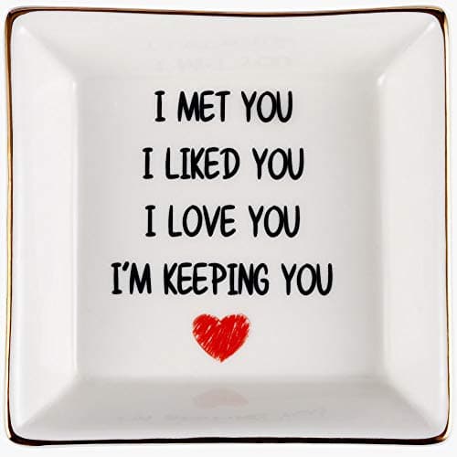 Best Gifts for Wife Gifts from Husband, Christmas Gift for Wife Her - Happy Anniversary Xmas Birthday Presents for girlfriend Romantic, Ceramic Ring Dish Holder, Jewelry Tray, Trinket Dish, I Love You
