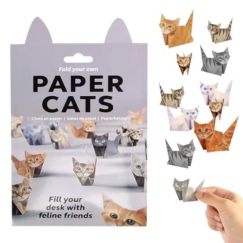 DIY Paper Cats, 50 Sheets DIY Origami Paper to Fold Cute Cat Figures, Desk Decoration Cute Animals Shaped 3D Origami Kit Fun Craft Activity for Cat Lovers