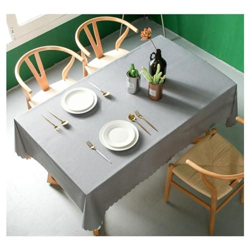 Rectangular Table Cloth, PVC Tablecloth 90x140CM Solid Color Tableclothes for Rectangle Table, Grey