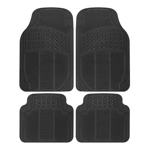 BDK Floor Mats, 4-Piece All-Weather Car Mat with Universal Fit Design, Durable Rubber Car Floor Mats with Capture Ridges, Waterproof for Cars Trucks SUV (Black)