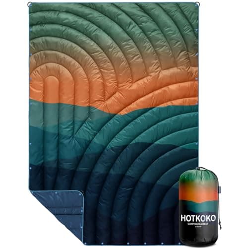 hotkoko Camping Blanket,Lightweight Puffy Camping Blanket Packable Down Camp Blanket for Outdoor,Traveling, Stadium, Hiking, Picnics with Packable Bag