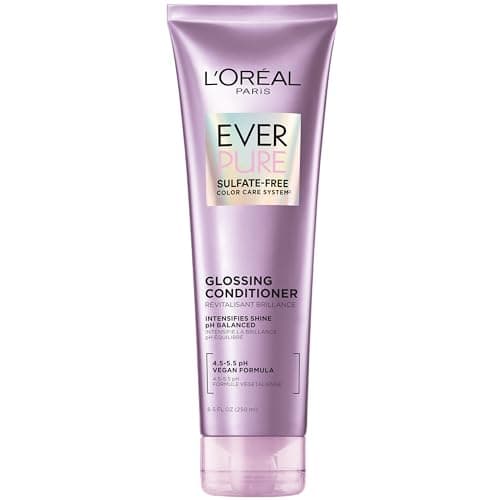 L'Oreal Paris Sulfate Free Glossing Conditioner, Intensifies Hair Shine & Smoothness, pH Balanced & Argan Oil Infused Vegan Hair Care, EverPure, 8.5 Fl Oz