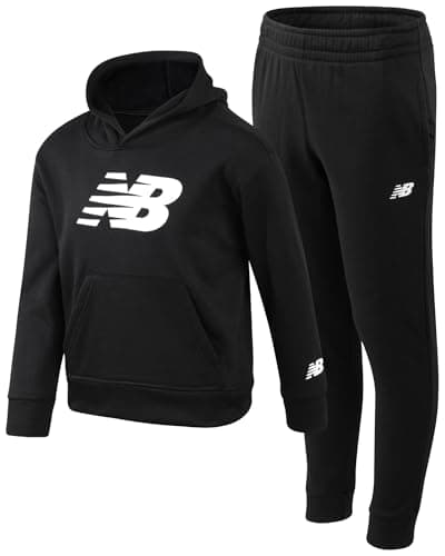 New Balance Boys Sweatpants Set - 2 Piece Fleece Pullover Hooded Boys Sweatshirt and Joggers Youth Kids Activewear (8-20), Size 16, Deep Black