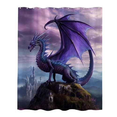 Winteriew Purple Magic Dragon Shower Curtain Cloth Fabric Bathroom Decor Sets with Hooks Waterproof 72H x 72W inches Blue Purple