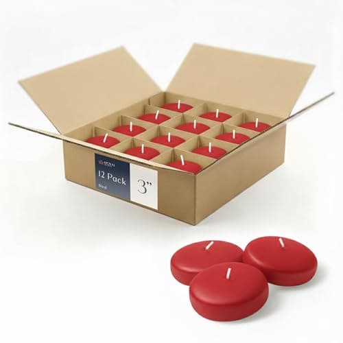 Royal Imports White Floating Candles 3" - Made in USA Pack of 12 Unscented Dripless Wax Discs - 10 Hour Burn Time - for Centerpieces, Weddings, Events, Home Decor