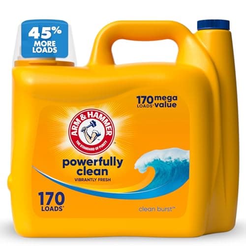 ARM & HAMMER Liquid Laundry Detergent, Clean Burst Fresh, 170 fl oz, 170 Loads, HE Laundry Detergent Liquid