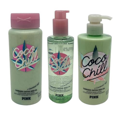 Victoria's Secret PINK COCO CHILL Body Care 3-piece Set – Body Wash, Body Oil & Body Lotion