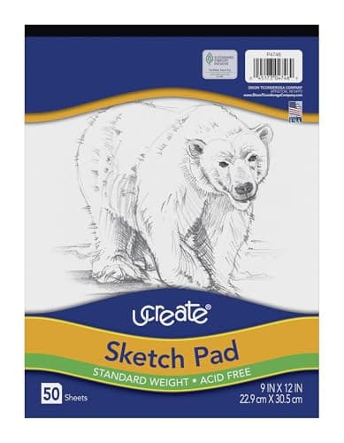 UCreate Sketch Pad, Standard Weight, 9" x 12", 50 Sheets