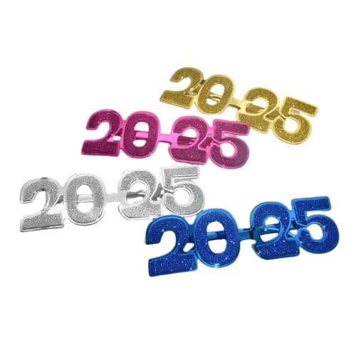 SWYOUN 4PCS 2025 Plastic Glasses Happy New Year's Eve Glasses Graduation 2025 Class Of 2025 Party Photo Prop Supplies