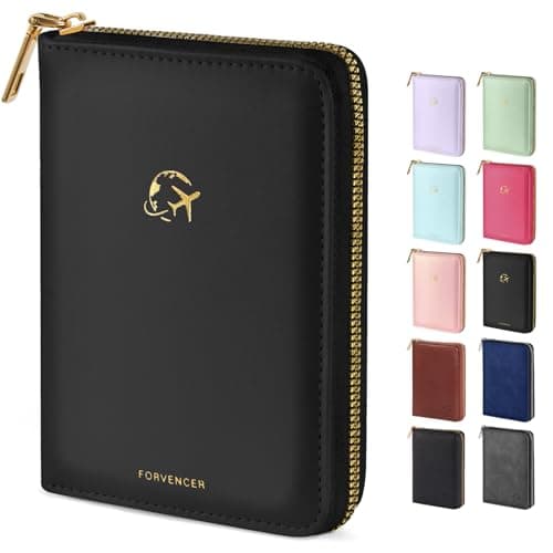 Forvencer Passport Holder Cover with Safe Zipper Closure, Premium Passport Wallet for Travel, Cute RFID Blocking Card Case, Waterproof Travel Accessories for Women, Black