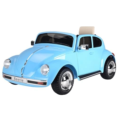 Aosom Licensed Volkswagen Beetle Electric Kids Ride-On Car 6V Battery Powered Toy with Remote Control Music Horn Lights MP3 for 3-6 Years Old Blue