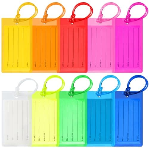 10 Pack Luggage Tags for Suitcases, Airplane Travel Essentials for Flying, International Travel Must Haves, and Luggage Accessories by Sodsay