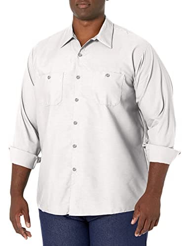 Red Kap Men's Size Industrial Work Shirt, Regular Fit, Long Sleeve, White, 2X-Large/Tall