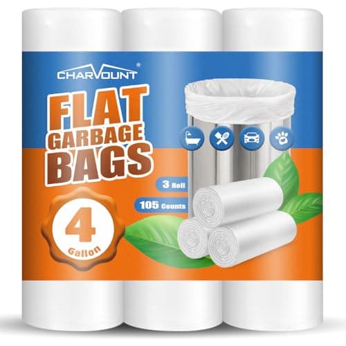 Small Trash Bags 4 Gallon, 105 Count Small Garbage Bags for Bathroom, Office, Kitchen Trash Can Mini Trash Bags for Wastebasket Bin Liner,15L,Unscented, White