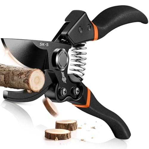 DECERK 8.5" Professional Pruning Shears - Cuts 4X Easier with Ultra Sharp Japanese Steel Titanium Blade, Arthritis Friendly Garden Scissors & Plant Clippers, Effortlessly Prunes 3/4" Branches