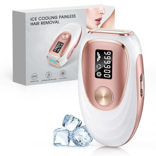 LYSMOSKI Laser Hair Removal for Women and Men, Ice-Cooling IPL Hair Removal Device for Armpits Legs Arms Face Bikini Line, Nearly Painless, Effective & Long-Lasting Hair Removal from Home, Rose LS7