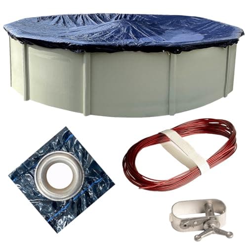 Winter Block WC18R Aboveground Pool Winter Cover 18’ Ft. Round, 8-Year Warranty Includes Winch and Cable, Superior Strength & Durability, UV Protected, 18', Solid Blue