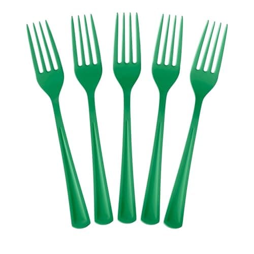Exquisite Emerald Green Plastic Forks 50 Pcs Green Forks Disposable Utensils Heavy Duty Plastic Cutlery Set Disposable Cutlery Sets Flatware Sets Silverware Set For Party Supplies & Party Tableware
