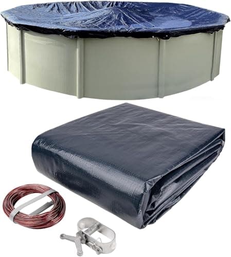 Winter Block 18’ ft. Round Pool Winter Cover for Above Ground Pools - 8-Year Warranty, Cold and UV Resistant, Weatherproof and Durable, Winch & Cable Included
