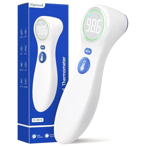 No-Touch Thermometer for Adults and Kids, 1-Second Fast Reading, Color-Coded Fever Alarm, Silent Mode, Object & Room Temperature Function, Baby Essential | Home Medical | Nurse Accessories for Work