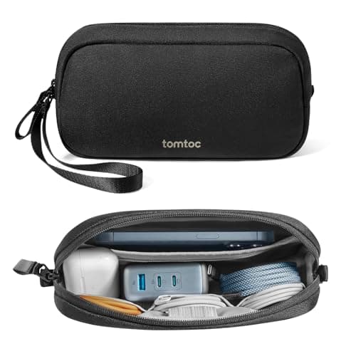 tomtoc Electronics Organizer Travel Case, Water Resistant Travel Bag Cable Organizer for Essentials, Tech Pouch Accessories Carry Storage for Cord, Phone, Cables, Airpods, USB Flash Drive, Daily Items