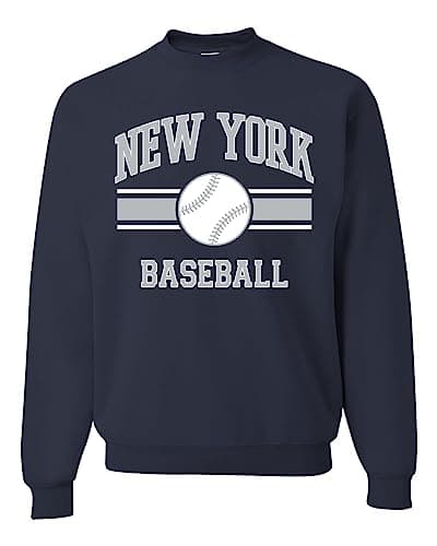 Wild Bobby City of New York NY Baseball Fantasy Fan Sports Unisex Crewneck Sweatshirt, Navy, X-Large