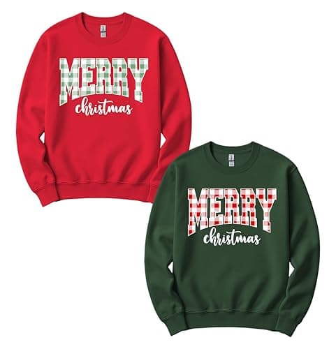 Merry Christmas Sweatshirt, Funny Couple Xmas Sweatshirt, Checered Christmas Sweat, Xmas Matching Sweat Multicolor