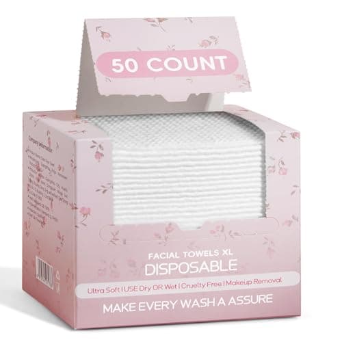 Disposable Face Towels, Large &Thick &Soft Face Towelettes Disposable,Lint-Free And Odor-Free Dry Faces Wipes,Suitable For Daily Care Of Sensitive Skin,Facial Cleansing,And Makeup Removal(50 Count)