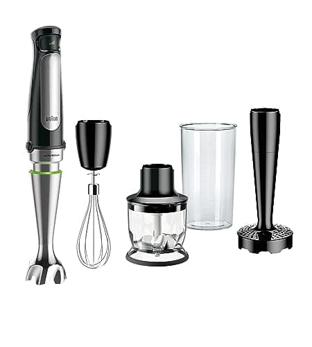 Braun Multi Quick Immersion Hand Blender +1.5-Cup Food Processor, Whisk, Beaker, Masher, MQ7027