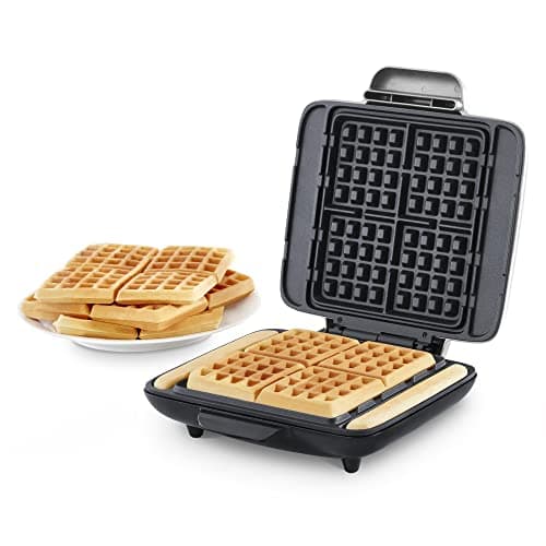 DASH No-Drip Waffle Maker - Four Waffle Molds, Nonstick Waffle Iron with Quick Heat-Up, Nonstick Surface - Perfect Waffle Maker for Kids and Families, Just Add Batter