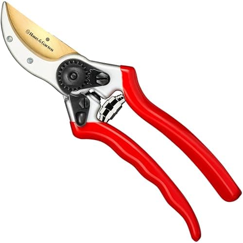 Haus & Garten ClassicPRO 8.5" Professional Premium Titanium Bypass Pruning Shears - Use As Pruners, Garden Shears, Heavy Duty Handheld Pruning Shears For Gardening, Clippers, Pruner Scissor Tool