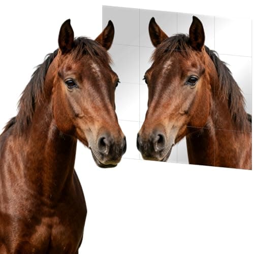 BOUTICOL 16 PCS Horse Mirror Sticker Soft Safe Non Glass Horse Toys for Horses to Play and Stable Barn Stall Toy Entertainment(6inch*6inch)