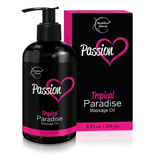 Passion Sensual Massage Oil for Couples | 100% Natural Body Massage Oil for Date Night with Jojoba Oil | Relaxing Massage Oil for Massage Therapy | Perfect Glide & Smooth Skin, Tropical Paradise Scent