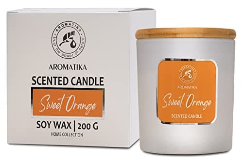 Sweet Orange Essential Oil Aromatherapy Soywax Candle - Up to 45 Hours Burn Time - Glass Candle Gift - Luxury and Sensual Soy Wax Candle