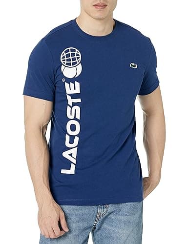 Lacoste Men's Short Sleeve Graphic Tennis Performance T-Shirt, Methylene, X-Large