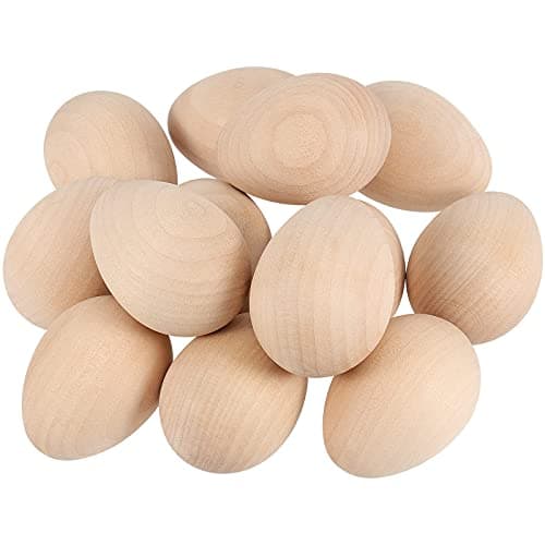 SHEUTSAN 40 Pack 2-1/2 x 1-3/4 Inches Wooden Eggs, Unfinished Wood Easter Eggs for Crafts, Home Decoration