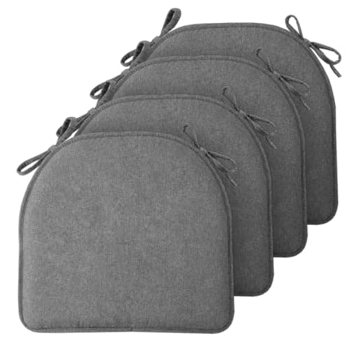 TushGuard Chair Cushions, Memory Foam Chair Pads, Kitchen Chair Cushions Set of 4, Anti-Slip Backing & Fixed Straps, Chair Cushions for Dining Room, Office Chair, Study Room.