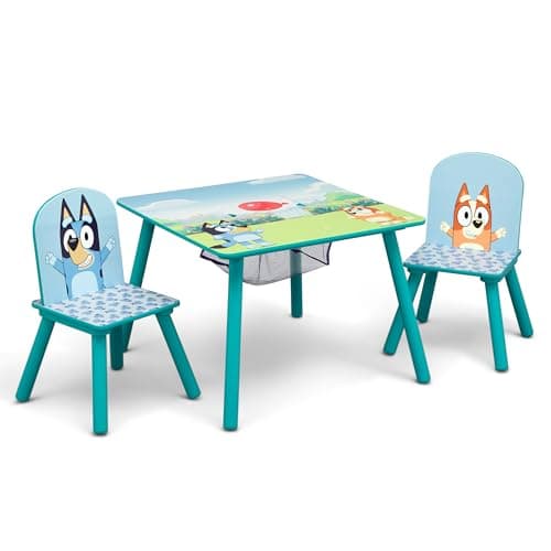 Delta Children Bluey Kids Table and Chair Set with Storage (2 Chairs Included) - Greenguard Gold Certified - Ideal for Arts & Crafts, Snack Time, Homeschooling, Homework & More, Blue