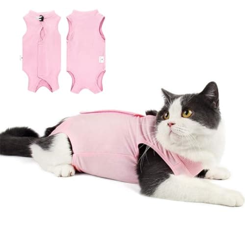 Cat Recovery Suit for Abdominal Wounds or Skin Diseases, Cat Onesie for Cats After Surgery Female Kitten Recovery Suit, Breathable E-Collar Alternative for Cats After Spay Anti Licking Wounds