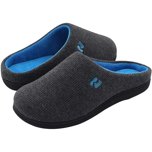 RockDove Men's Original Two-Tone Memory Foam Slipper, Size 11-12 US Men, Dark Grey/Blue