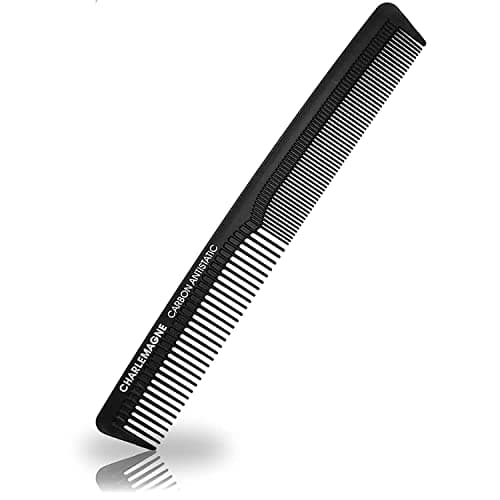 Charlemagne Men's Shatterproof Carbon Hair Comb 18 cm - Anti-Static Fine Comb for Cutting & Styling, for Men & Women - Styling Tools & Appliances