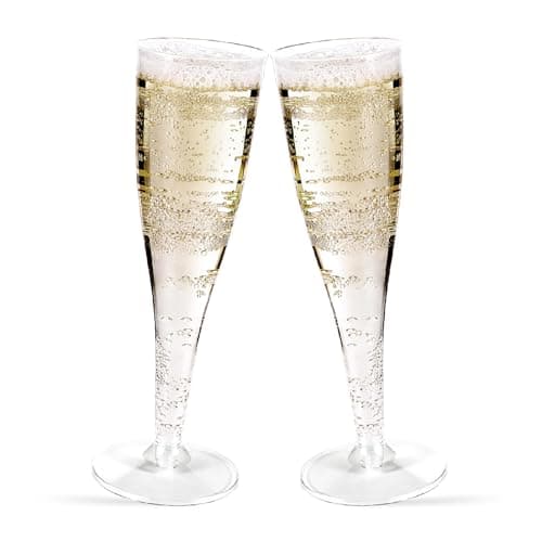 TENYASEN 30 Pack Clear Plastic Flutes for Parties, 5 Oz Disposable Toasting Glasses, Champagne Glasses for Party & Wedding & Birthdays