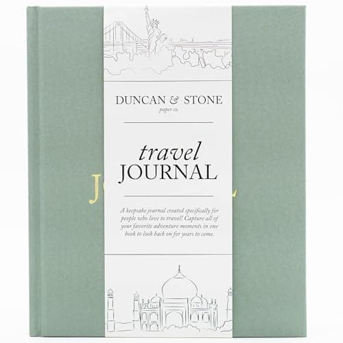 DUNCAN & STONE PAPER CO. Travel Journal for Women, Men (Sage Green, 110 Pages) – Adventure Journal to Record Trip Memories – Travel Diary Journal - Travel Notebook Journal