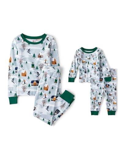 The Children's Place Baby Group 1-Family Matching, Christmas Pajama Sets, Cotton, Blue Ski