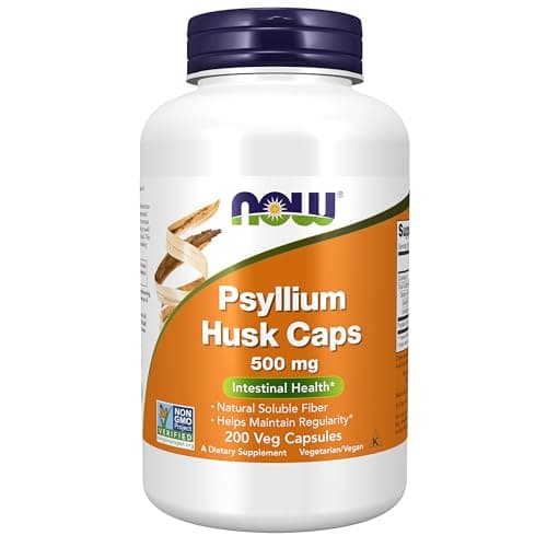 NOW Foods Supplements, Psyllium Husk Caps 500 mg, Non-GMO Project Verified, Natural Soluble Fiber, Intestinal Health*, 200 Veg Capsules