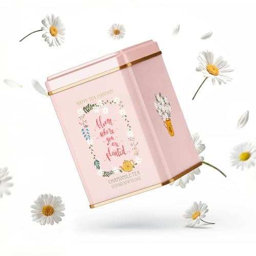 Life Plus Style Gourmet Happy Tea Company Chamomile Herbal Tea Premium Pure Chamomile Naturally Caffeine Free 50 Tea Bags Classic Gift Tin for Women No Artificial Flavors